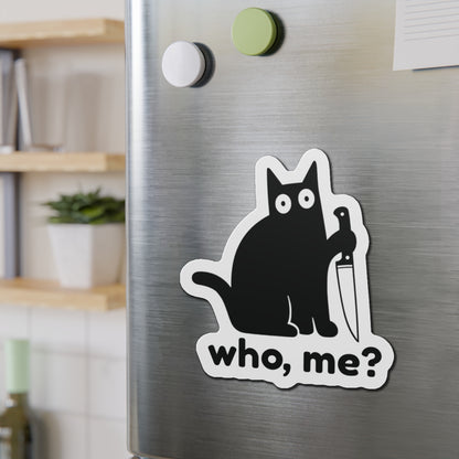 Who, me? | Whimsical Cat Die-Cut Magnets - Perfect for Cat Lovers, Fun Home Decor, Unique Gifts, Kitchen Essentials