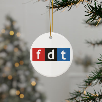 Foxtrot Delta Tango NPR Logo Ceramic Ornament | Anti Trump | Alternative Christmas Decor | Not Grandma's Christmas | Guerilla Christmas