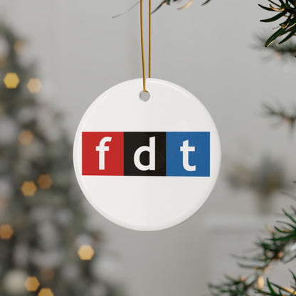 Foxtrot Delta Tango NPR Logo Ceramic Ornament | Anti Trump | Alternative Christmas Decor | Not Grandma's Christmas | Guerilla Christmas