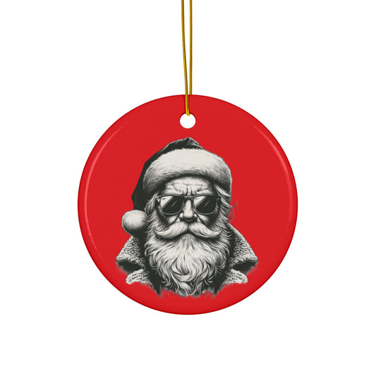 Cool Santa Christmas Ornament, Festive Holiday Decor, Unique Santa Claus Decoration, Xmas Gift for Friends and Family, Vintage Style