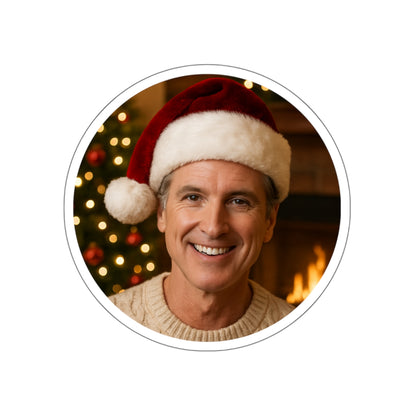 Gavin Newsom Christmas Sticker Decoration | Die-Cut Sticker | Christmas Holiday Decal | California Governor Decor