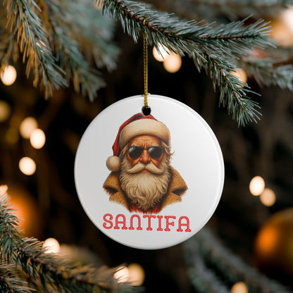 Santifa Santa Ceramic Ornament | Antifa |Anti Fascist | Foxtrot Delta Tango | Christmas Decor | Tree Ornament