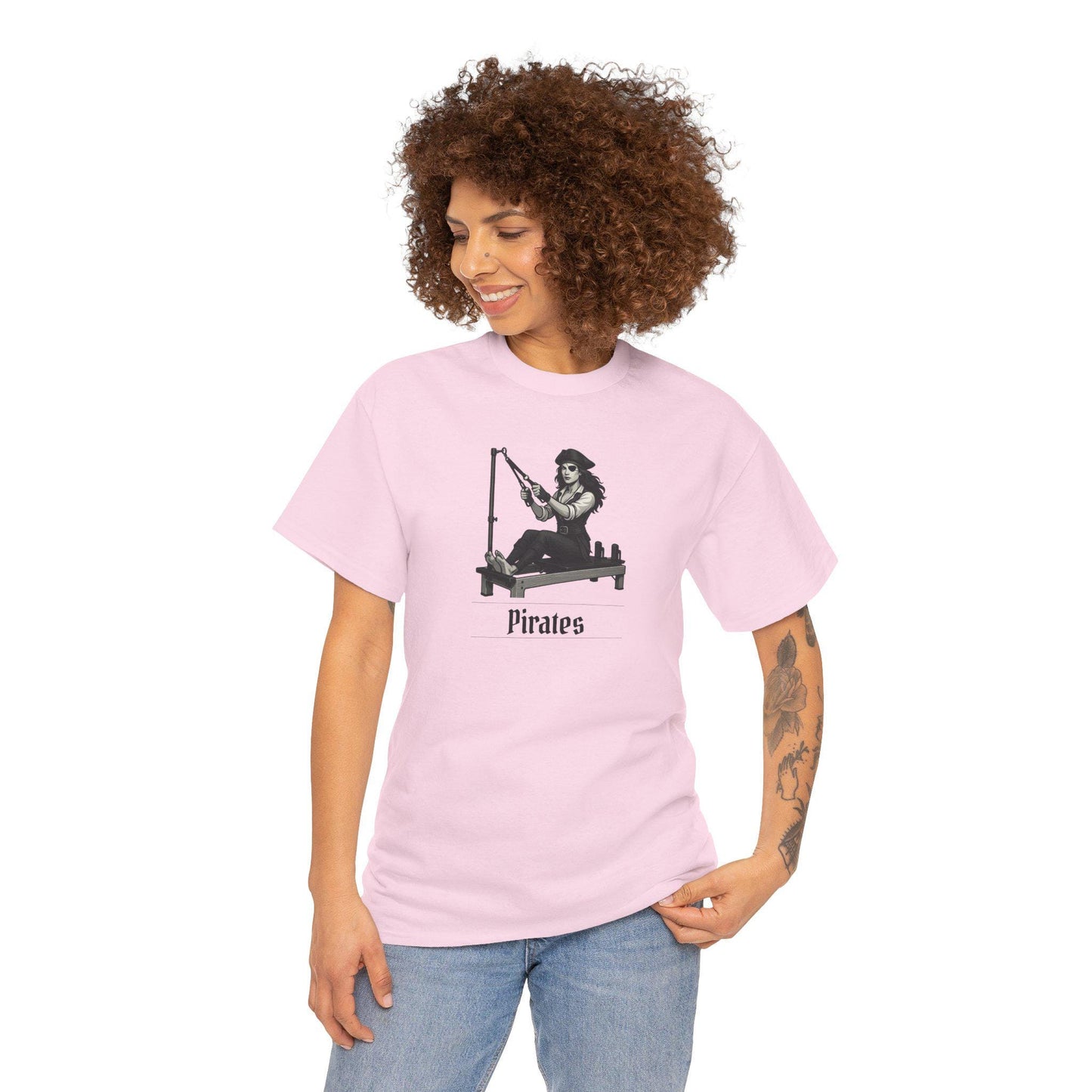 Pirates Pilates T-Shirt, Funny Pirate Workout Tee, Unisex Cotton Shirt for Pilates Fans, Halloween Gift, Fitness Pun Shirt for Adults