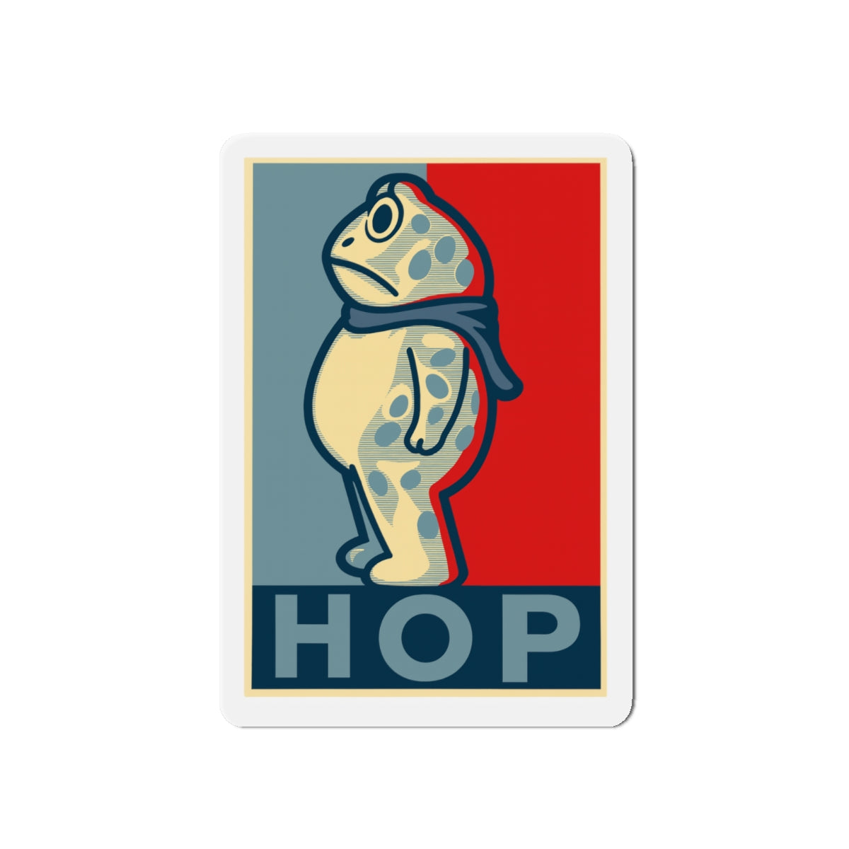 Portland Frog "Hop" Die-Cut Magnet | Obama Inspired Die-Cut Frog Magnets for Refrigerator Art, Vehicle Magnet