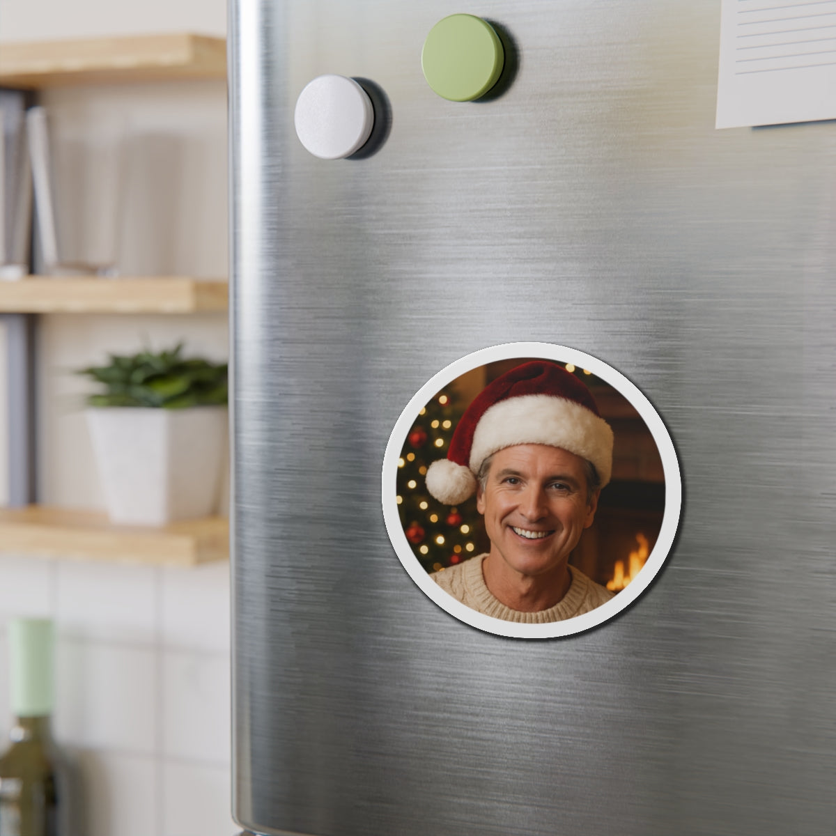 Gavin Newsom Christmas Magnetic Decoration | Die-Cut Magnet | Christmas Holiday Refrigerator Magnet | California Governor Decor