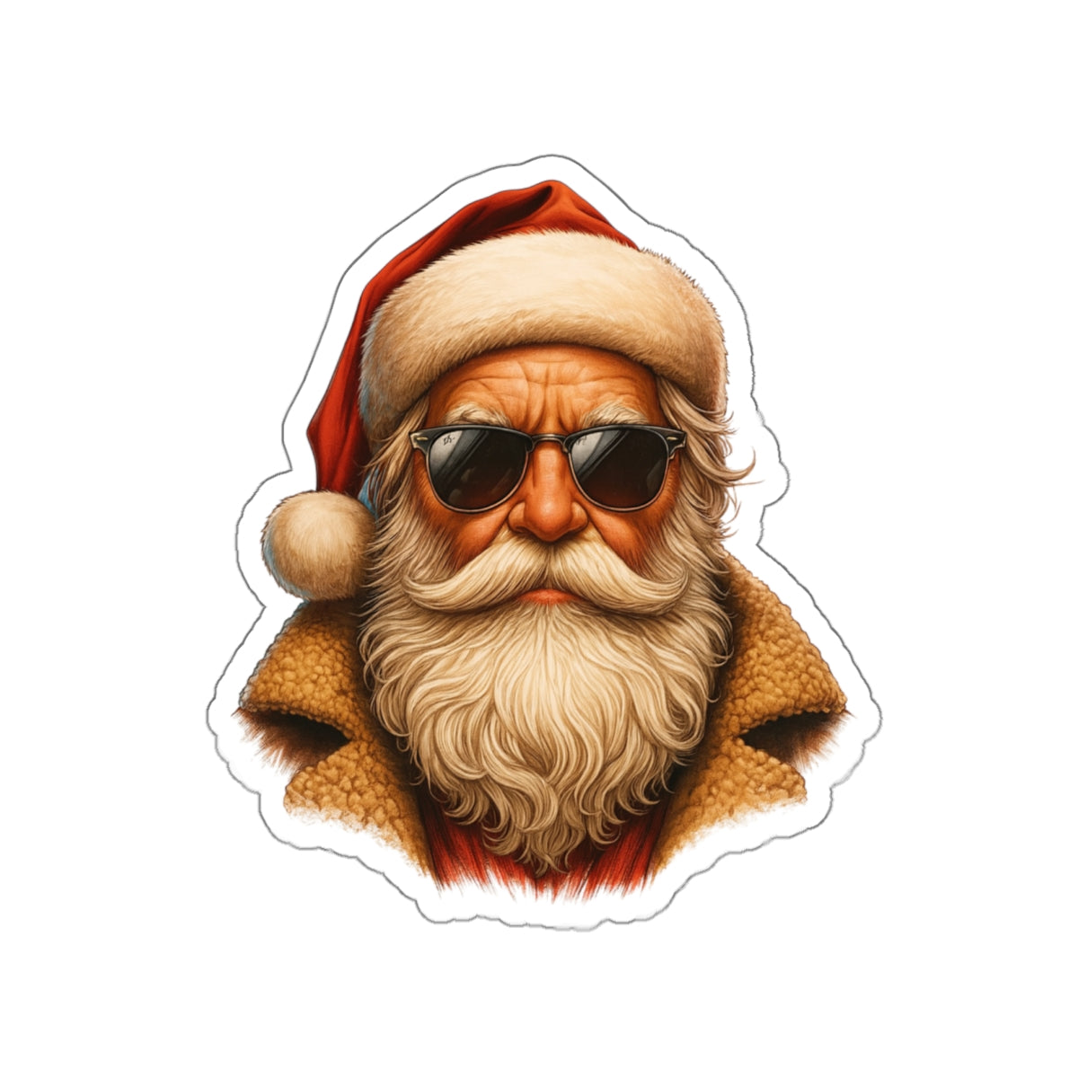 Cool Santa Die-Cut Sticker | Retro Sunglasses Holiday Sticker | Santa Sticker | Christmas Decor | Laptop Decal