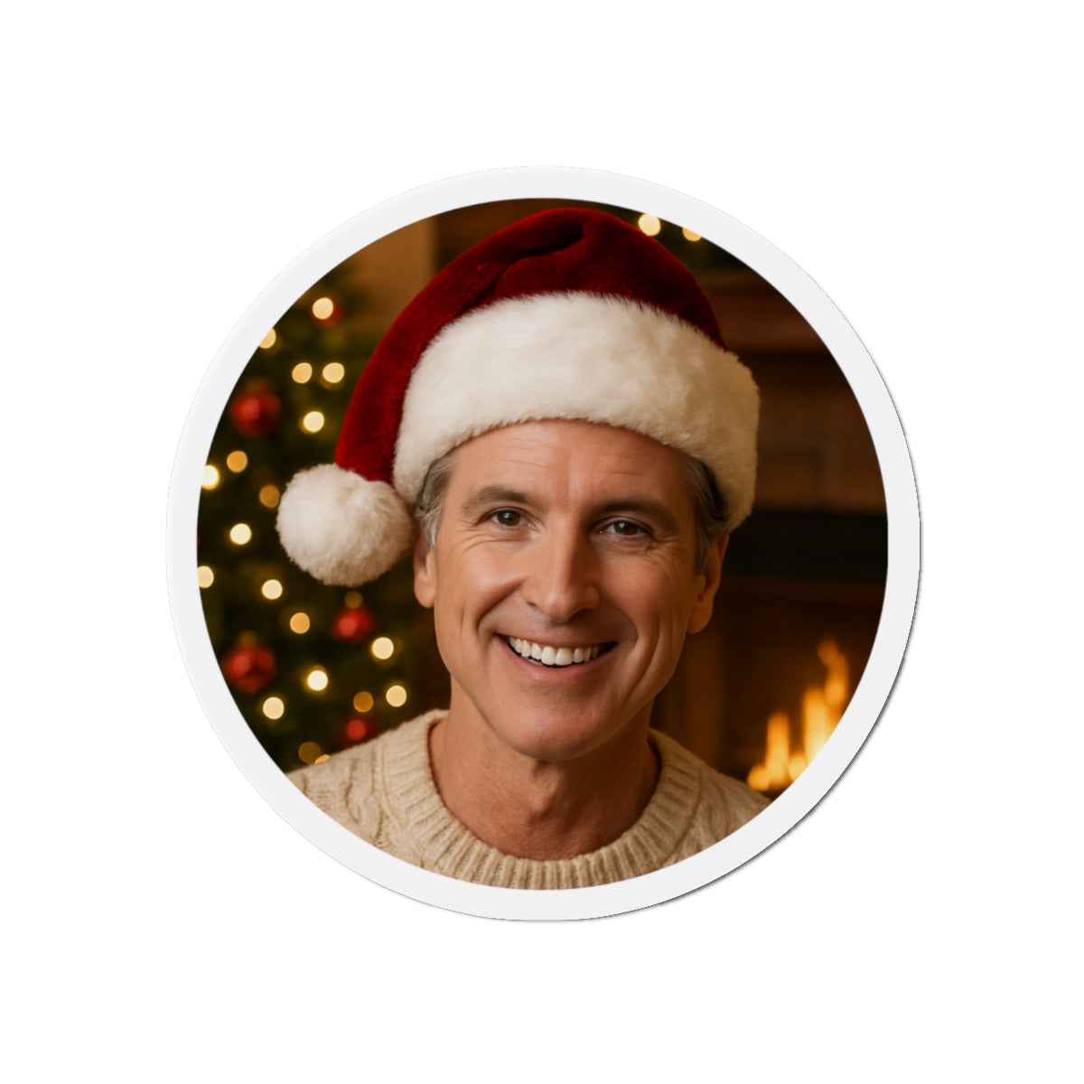 Gavin Newsom Christmas Magnetic Decoration | Die-Cut Magnet | Christmas Holiday Refrigerator Magnet | California Governor Decor