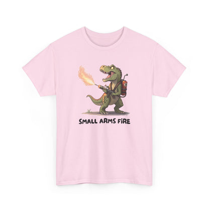 Small Arms Fire | Funny Dinosaur Tee, Unisex Cotton T-Shirt, Gift for Dino Lovers, Casual Wear, Birthday, Humor Tee, Small Arms Fire