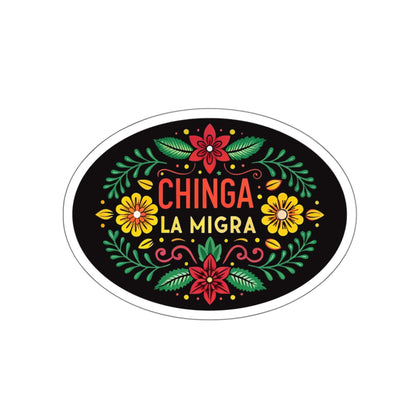 Chinga La Migra Anti I.C.E Vibrant Die-Cut Stickers, Floral Laptop Decals, Fun Gifts, Stickers for Eclectic Style, Affirmation Art