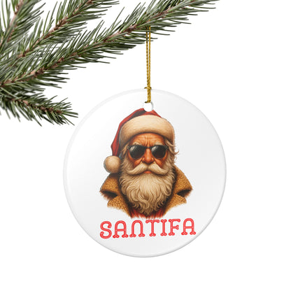 Santifa Santa Ceramic Ornament | Antifa |Anti Fascist | Foxtrot Delta Tango | Christmas Decor | Tree Ornament