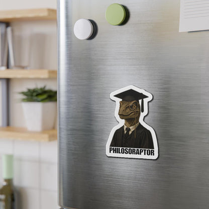 Philosoraptor Die-Cut Magnet | Funny Graduation Decor, Cool Gift for Graduates, Quirky Kitchen Magnet, Unique Home Decor, Educational Gift