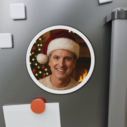 Gavin Newsom Christmas Magnetic Decoration | Die-Cut Magnet | Christmas Holiday Refrigerator Magnet | California Governor Decor