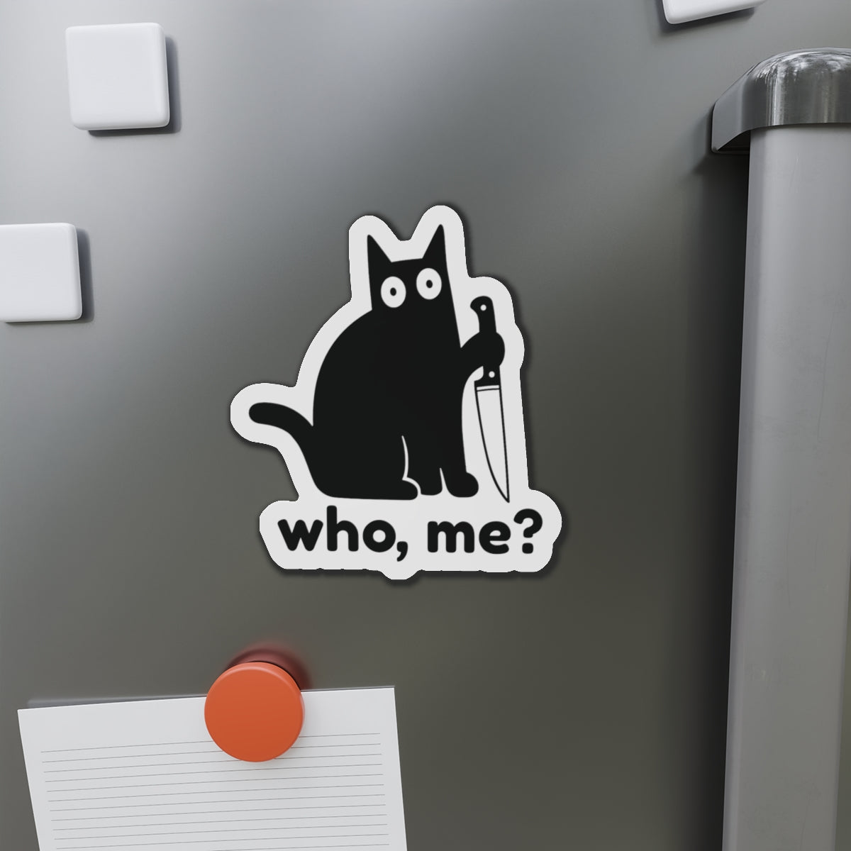 Who, me? | Whimsical Cat Die-Cut Magnets - Perfect for Cat Lovers, Fun Home Decor, Unique Gifts, Kitchen Essentials