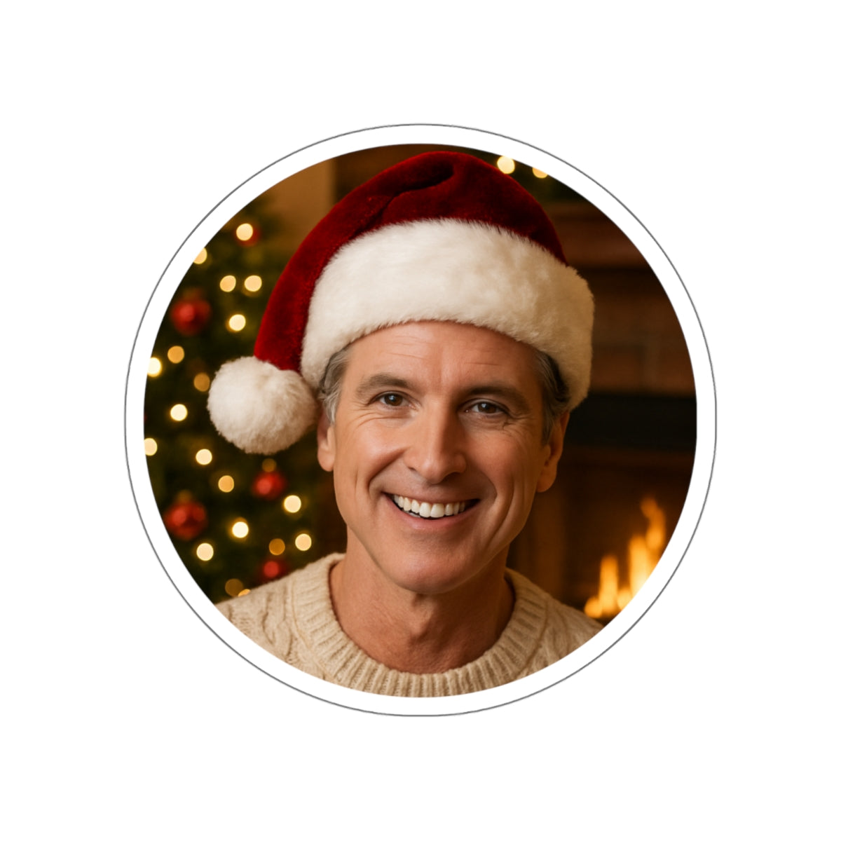 Gavin Newsom Christmas Sticker Decoration | Die-Cut Sticker | Christmas Holiday Decal | California Governor Decor