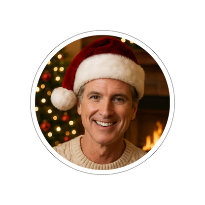 Gavin Newsom Christmas Sticker Decoration | Die-Cut Sticker | Christmas Holiday Decal | California Governor Decor