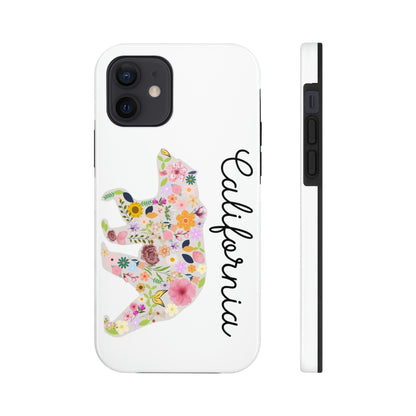 California Bear Flower Design Floral Flowers Cali Golden State Tough Phone Cases, Case-Mate