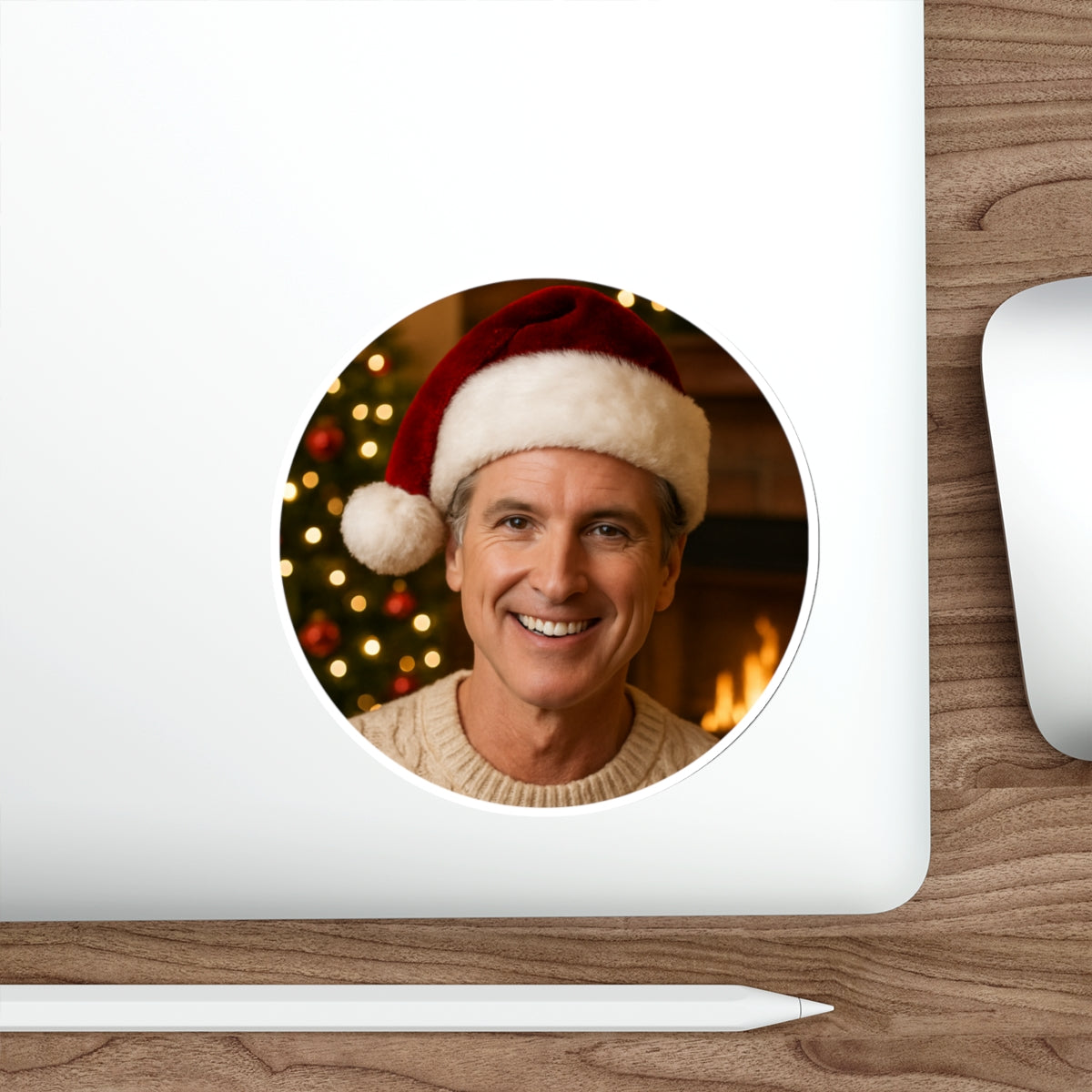 Gavin Newsom Christmas Sticker Decoration | Die-Cut Sticker | Christmas Holiday Decal | California Governor Decor