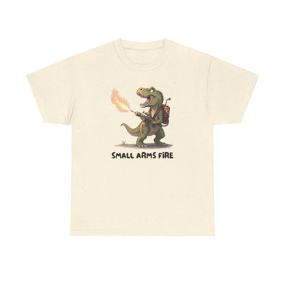 Small Arms Fire | Funny Dinosaur Tee, Unisex Cotton T-Shirt, Gift for Dino Lovers, Casual Wear, Birthday, Humor Tee, Small Arms Fire