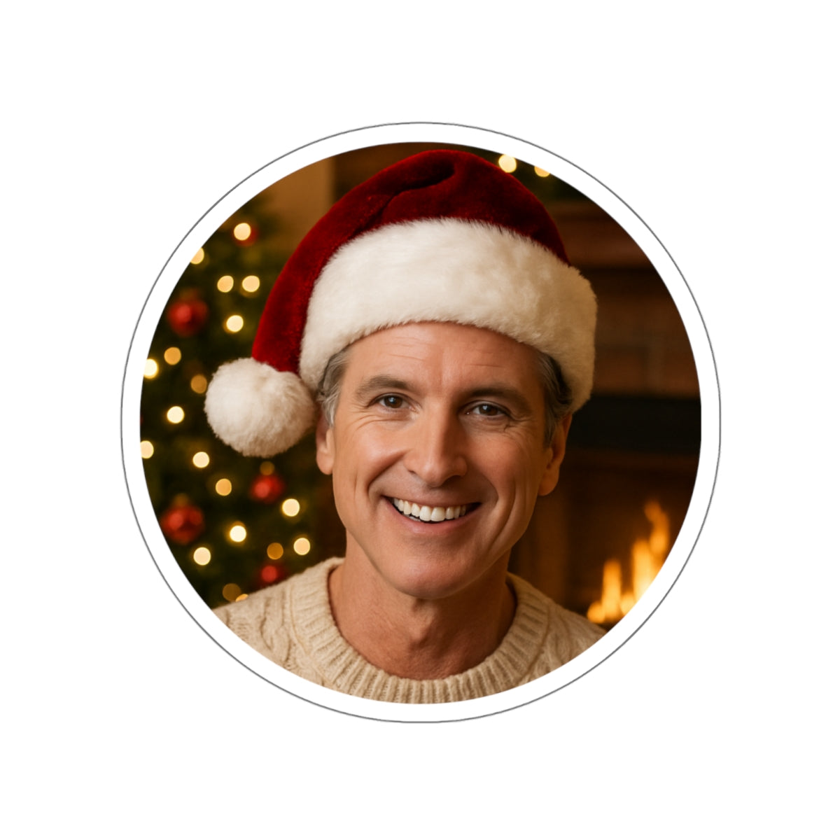 Gavin Newsom Christmas Sticker Decoration | Die-Cut Sticker | Christmas Holiday Decal | California Governor Decor
