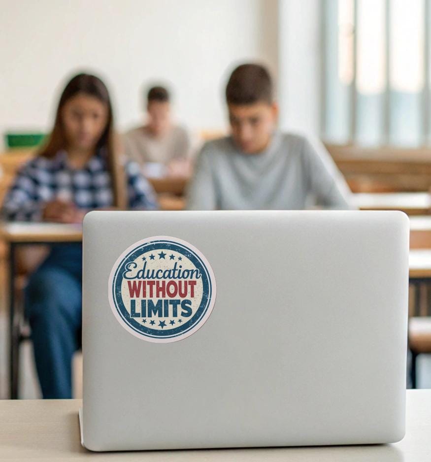 Education Without Limits Inspirational Die-Cut Magnets for Teachers and Students, Motivational Home Decor, Education Gifts, Classroom