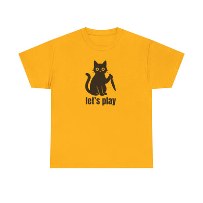 Playful Cat Tee - Let's Play Unisex Heavy Cotton Shirt, Cat Lover Gift, Fun T-Shirt, Animal Themed Apparel, Casual Wear