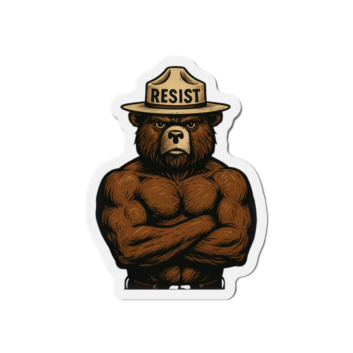 Smokey Says Resist | Bear Die-Cut Magnets | Motivational Fridge Decor, Unique Gift for Nature Lovers, Strength and Empowerment