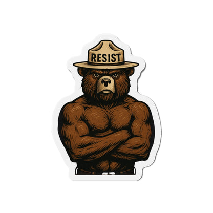 Smokey Says Resist | Bear Die-Cut Magnets | Motivational Fridge Decor, Unique Gift for Nature Lovers, Strength and Empowerment