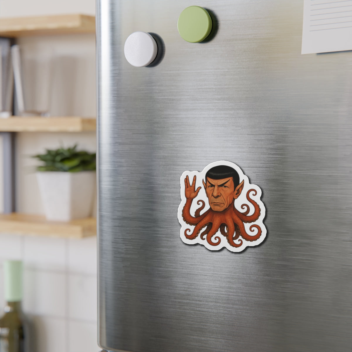 Spocktopus | Unique Octopus Vulcan Die-Cut Magnets for Nerdy Decor, Geek Gift, Home Office Decoration, Science Fiction Collectible