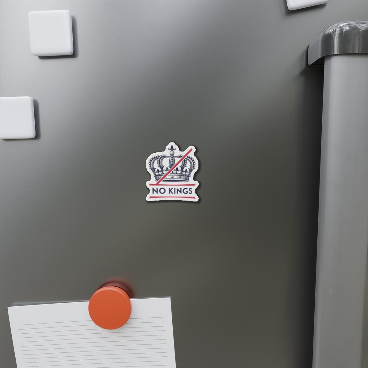 Rebellious Die-Cut Magnet - No Kings Design, Home Décor, Gift for Activists, Fun Fridge Magnet, Political Statement