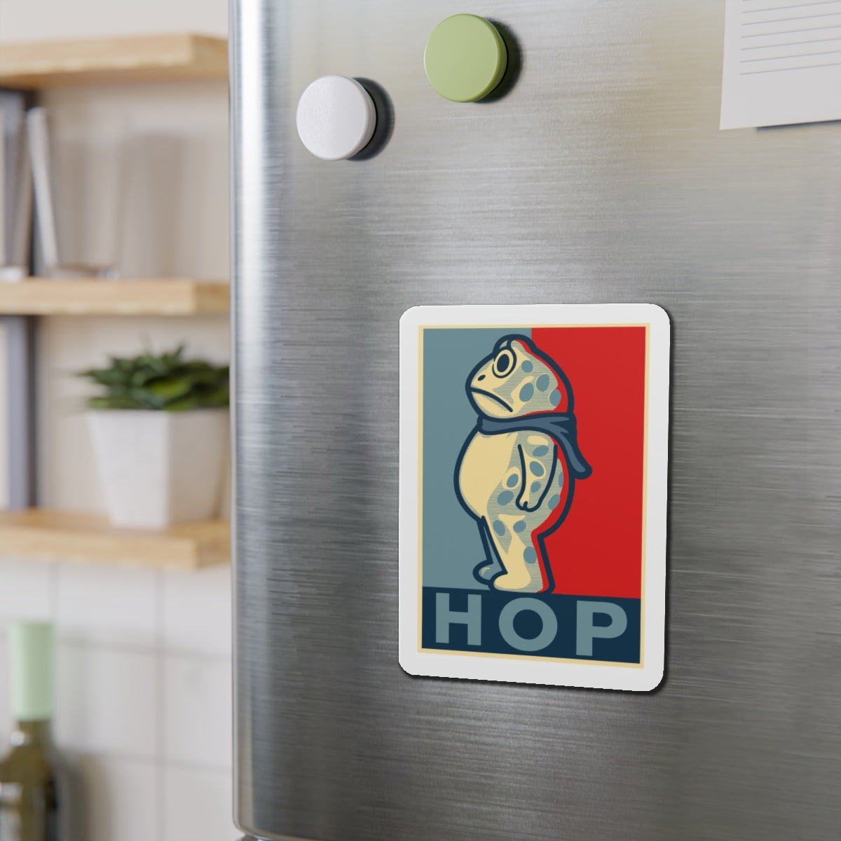 Portland Frog "Hop" Die-Cut Magnet | Obama Inspired Die-Cut Frog Magnets for Refrigerator Art, Vehicle Magnet