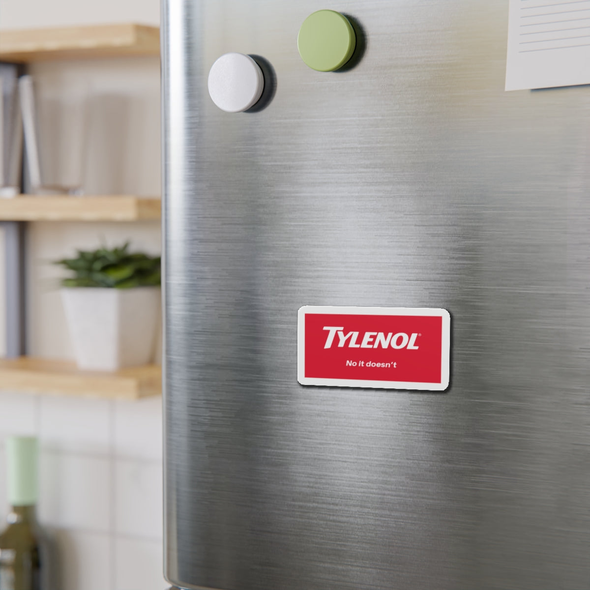 Satirical Tylenol Die-Cut Magnet, Quirky Refrigerator Magnet, Funny Gift, Office Decor, Parody