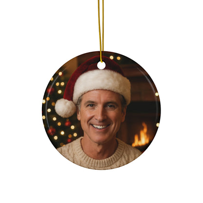 Gavin Newsom — Double-Sided Ceramic Ornament / “Governor Daddy” California Décor