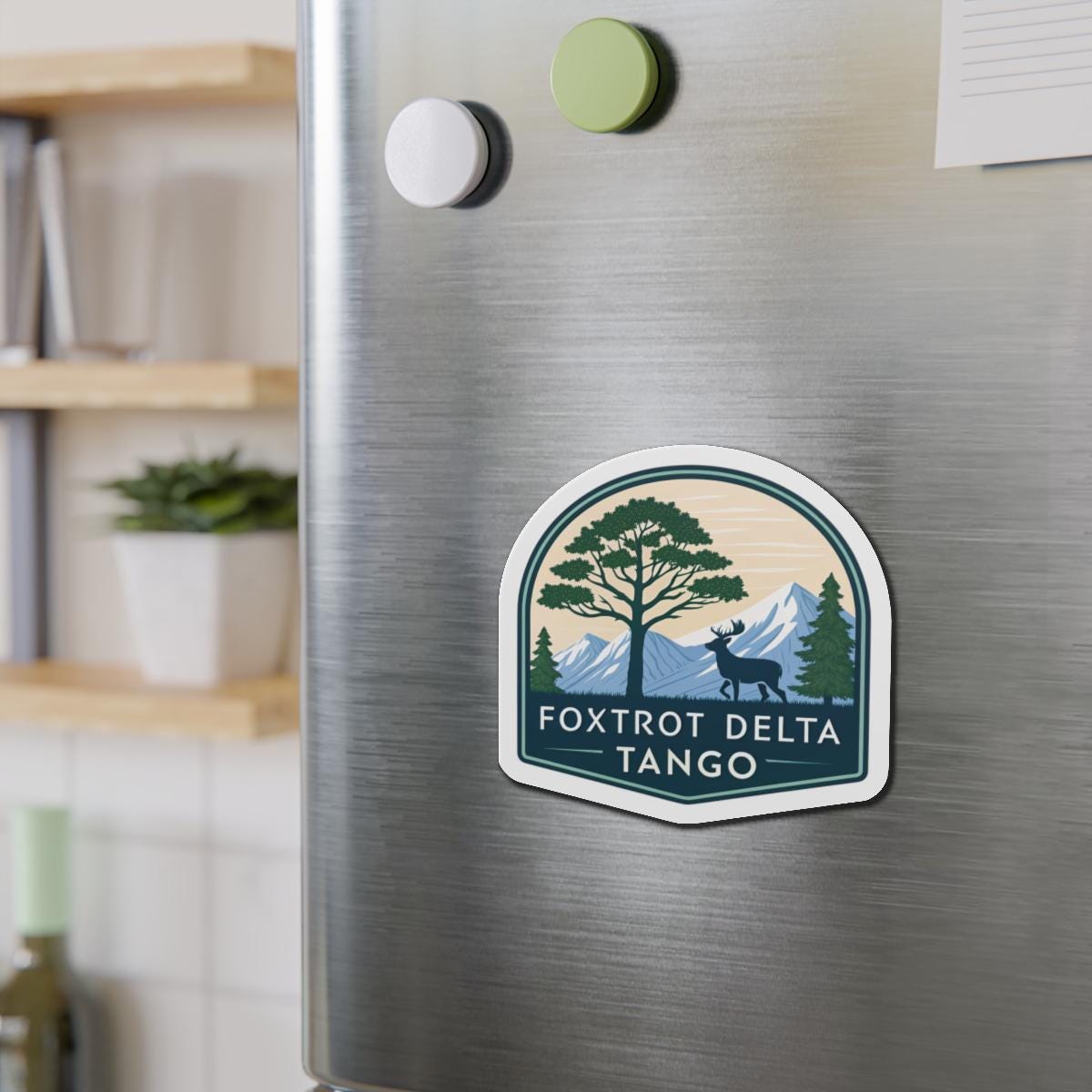 Foxtrot Delta Tango Nature-Themed Die-Cut Magnets, Outdoor Decor, Foxtrot Delta Tango, Eco-Friendly, Gift for Adventurers, Mountain Lovers
