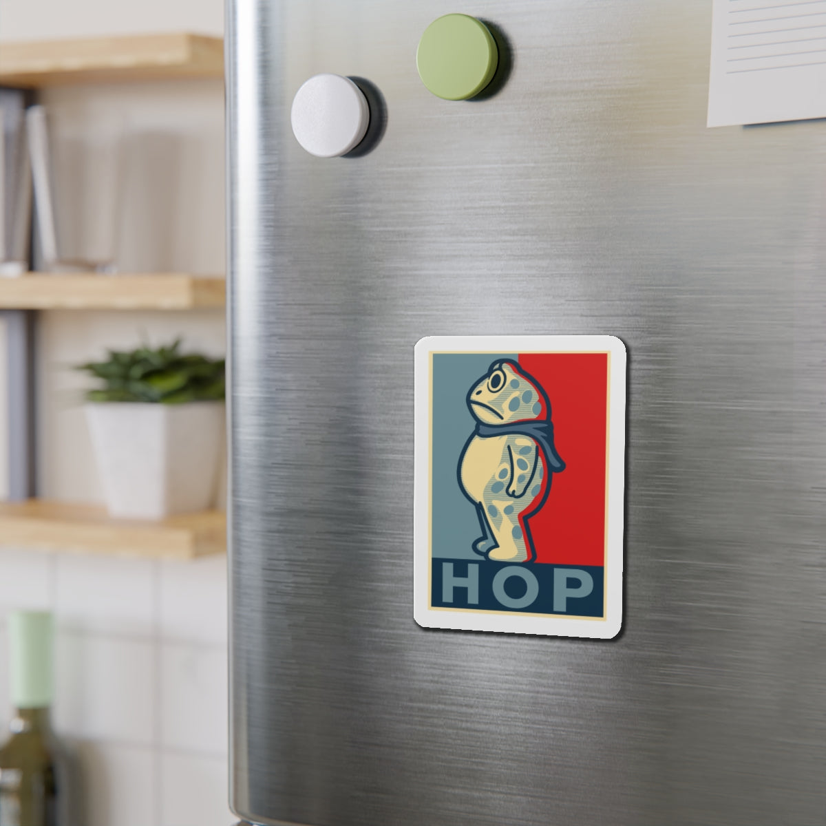 Portland Frog "Hop" Die-Cut Magnet | Obama Inspired Die-Cut Frog Magnets for Refrigerator Art, Vehicle Magnet