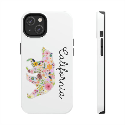 California Bear Flower Design Floral Flowers Cali Golden State Tough Phone Cases, Case-Mate