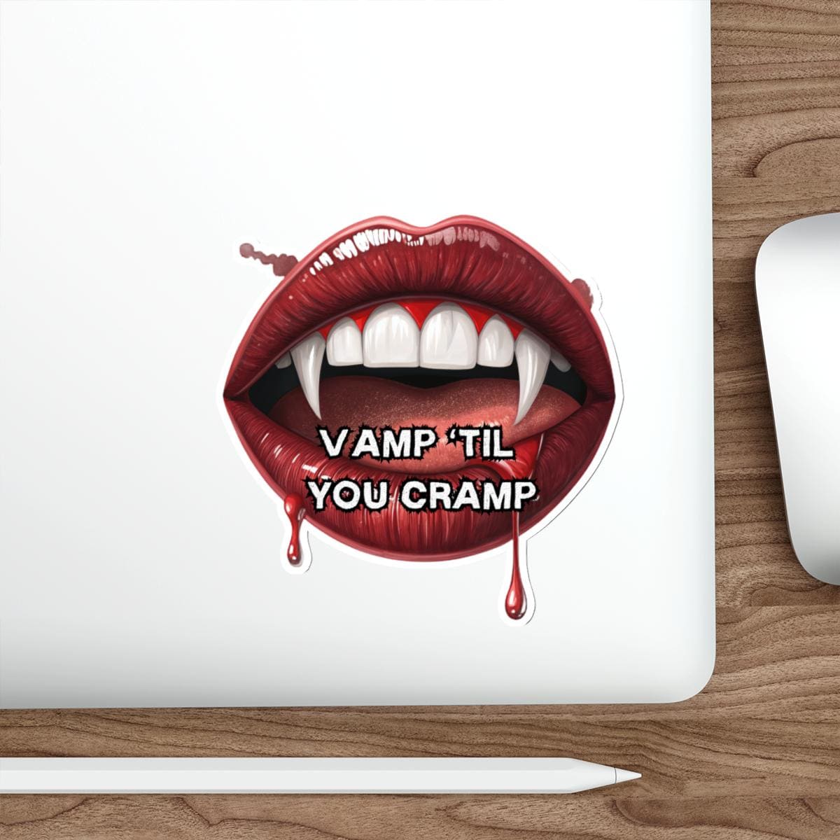 Vamp 'Til You Cramp Halloween Die-Cut Sticker - Holiday Humor - Funny Stickers
