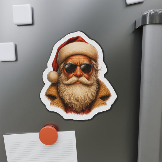 Cool Santa Die-Cut Magnet | Christmas Refrigerator Magnet | Stocking Filler | White Elephant | Alternative Christmas Gift