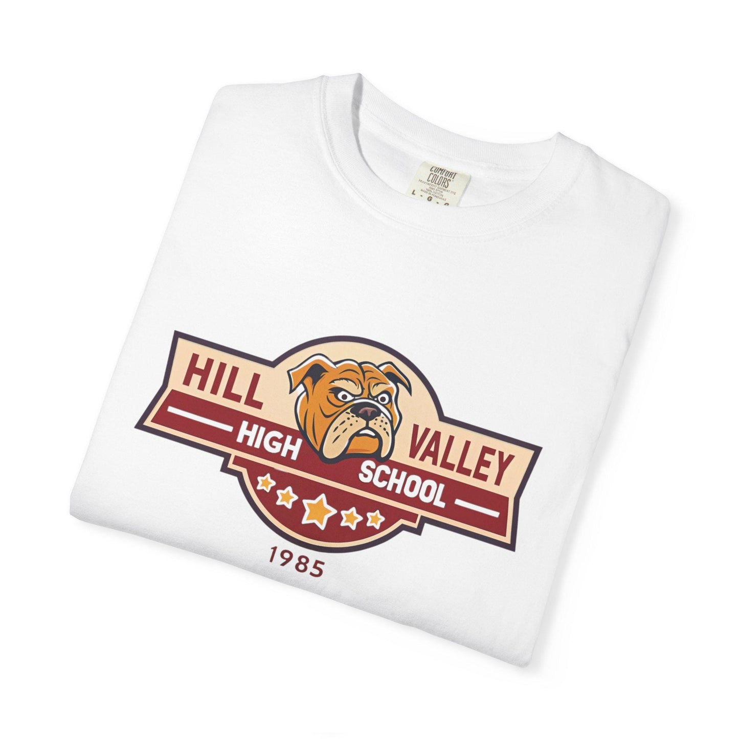 Hill Valley High School T-Shirt Back to the Future Bulldog Tee, 1985 Retro Unisex Shirt, Vintage School Spirit Gift, Movie-Inspired Apparel