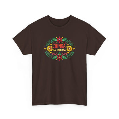 Chinga La Migra Anti I.C.E Floral Statement Tee - Unisex Graphic Shirt, Bold Casual Wear, Gift for Activists, Festival Clothing