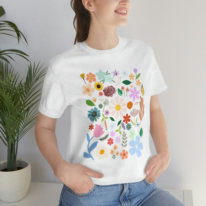 Flower Design T-Shirt Flowers Petals Field Nature Floral Unisex Tee