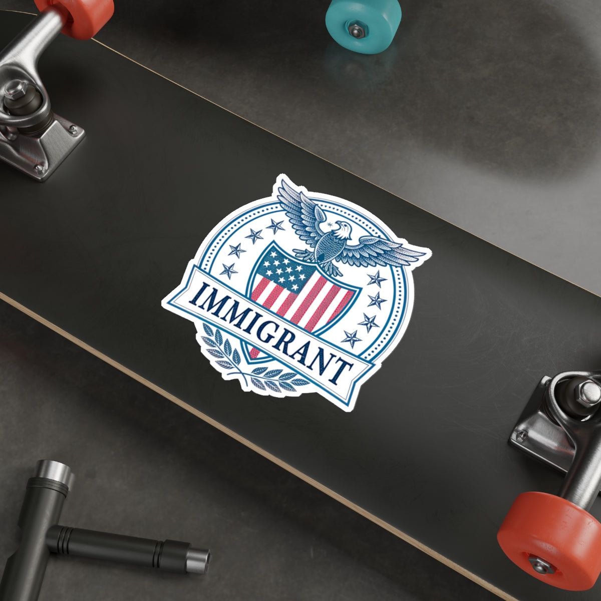 Patriotic Immigrant Die-Cut Stickers, Immigrant Pride Stickers, Laptop Decal, USA Eagle Emblem, Gift for Immigrants, Political Stickers