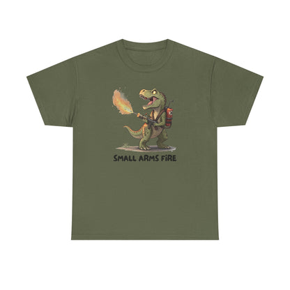 Small Arms Fire | Funny Dinosaur Tee, Unisex Cotton T-Shirt, Gift for Dino Lovers, Casual Wear, Birthday, Humor Tee, Small Arms Fire