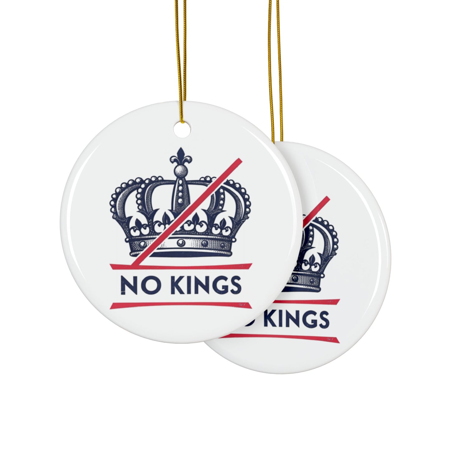 Ceramic Christmas Ornaments, 2-Sided, No Kings Theme, Holiday Decor, Unique Gift, Festive Decoration, Tree Ornament