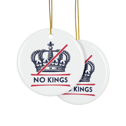 Ceramic Christmas Ornaments, 2-Sided, No Kings Theme, Holiday Decor, Unique Gift, Festive Decoration, Tree Ornament