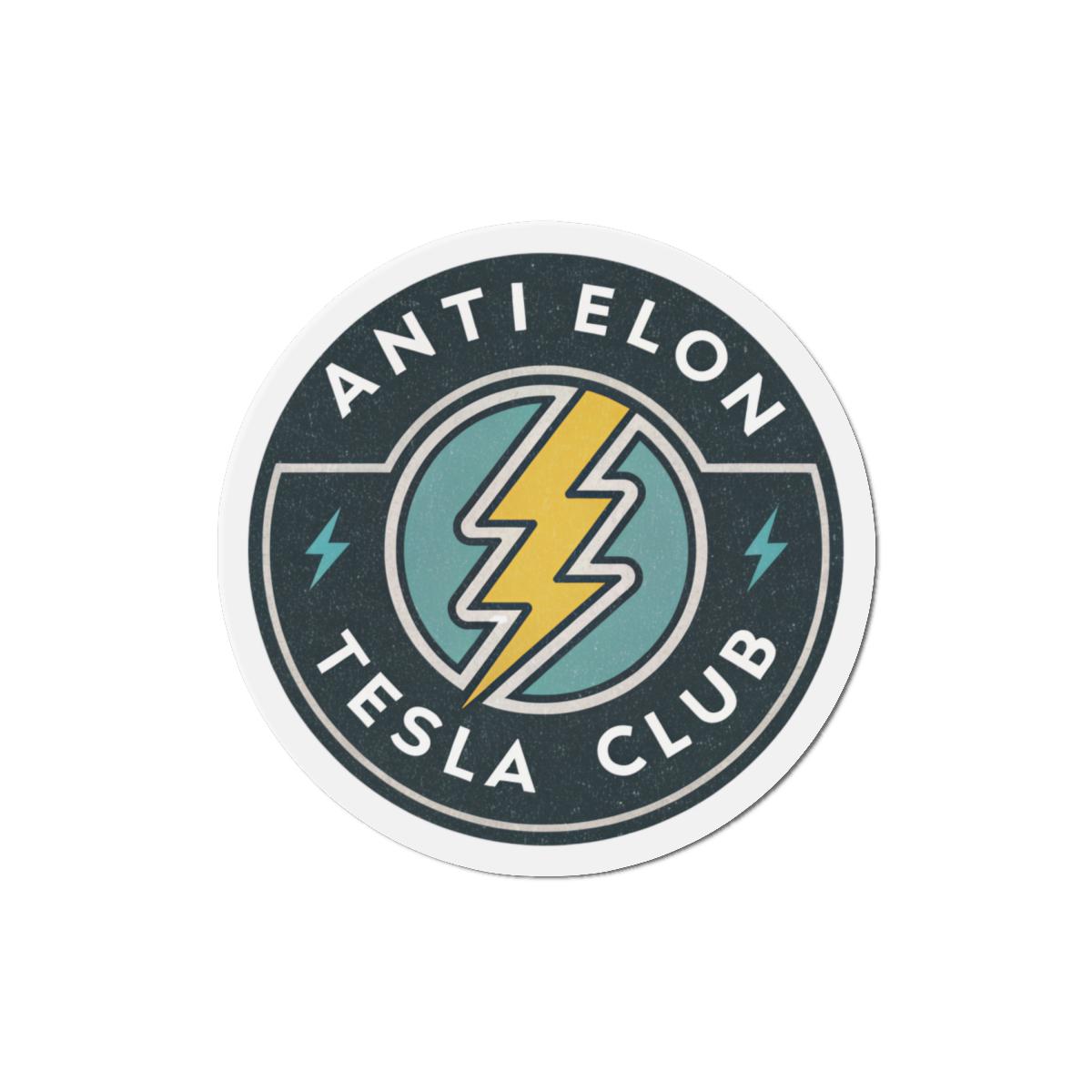Anti Elon Tesla Club Magnet, Funny Die-Cut Car Magnet, Sarcastic Tesla Gift, Anti-Tech Decor for Fridge, Locker, or Office