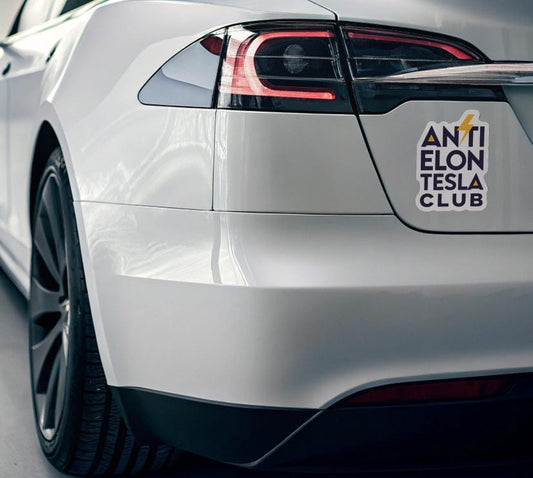 Anti Elon Tesla Club Die-Cut Magnets - Anti Elon Tesla Club | Fun Fridge Magnet, Gift for Fans, Home Decor, Quirky Collection, Car Ornament
