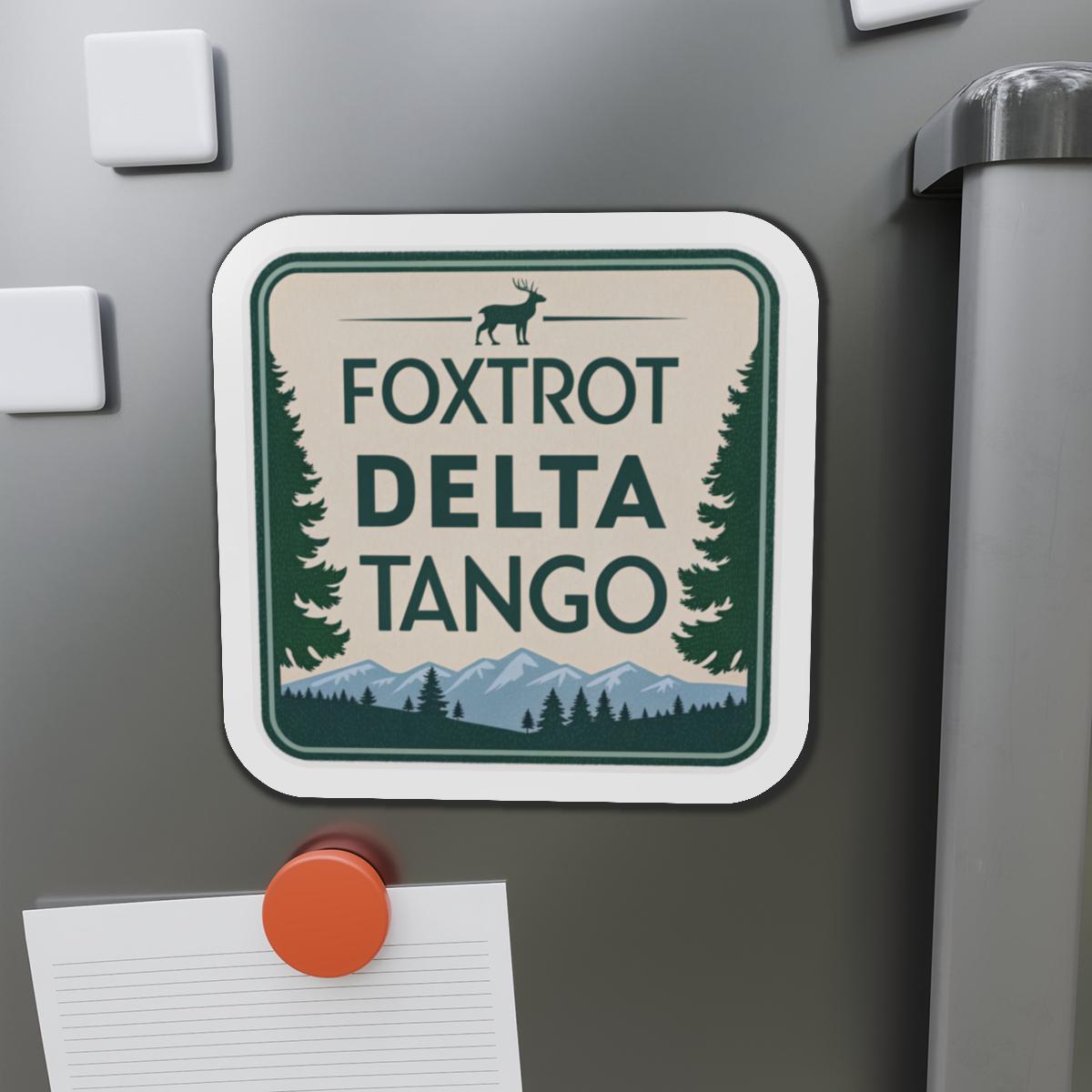 Foxtrot Delta Tango Adventure-Themed Die-Cut Magnets, Personalized Magnet for Nature Lovers