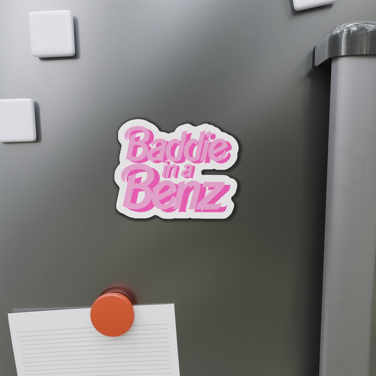 Baddie in a Benz Die-Cut Magnets: Fun Refrigerator Decor, Hipster Gift, Car Accessory, Trendy Home Decor, Stylish Motif