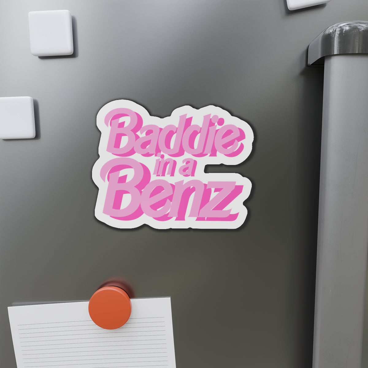 Baddie in a Benz Die-Cut Magnets: Fun Refrigerator Decor, Hipster Gift, Car Accessory, Trendy Home Decor, Stylish Motif