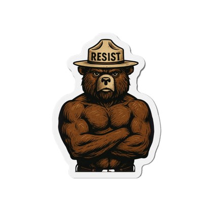 Smokey Says Resist | Bear Die-Cut Magnets | Motivational Fridge Decor, Unique Gift for Nature Lovers, Strength and Empowerment